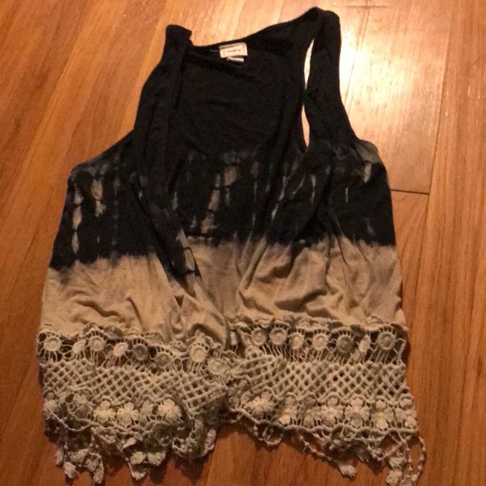 tie dyed and fringe vest